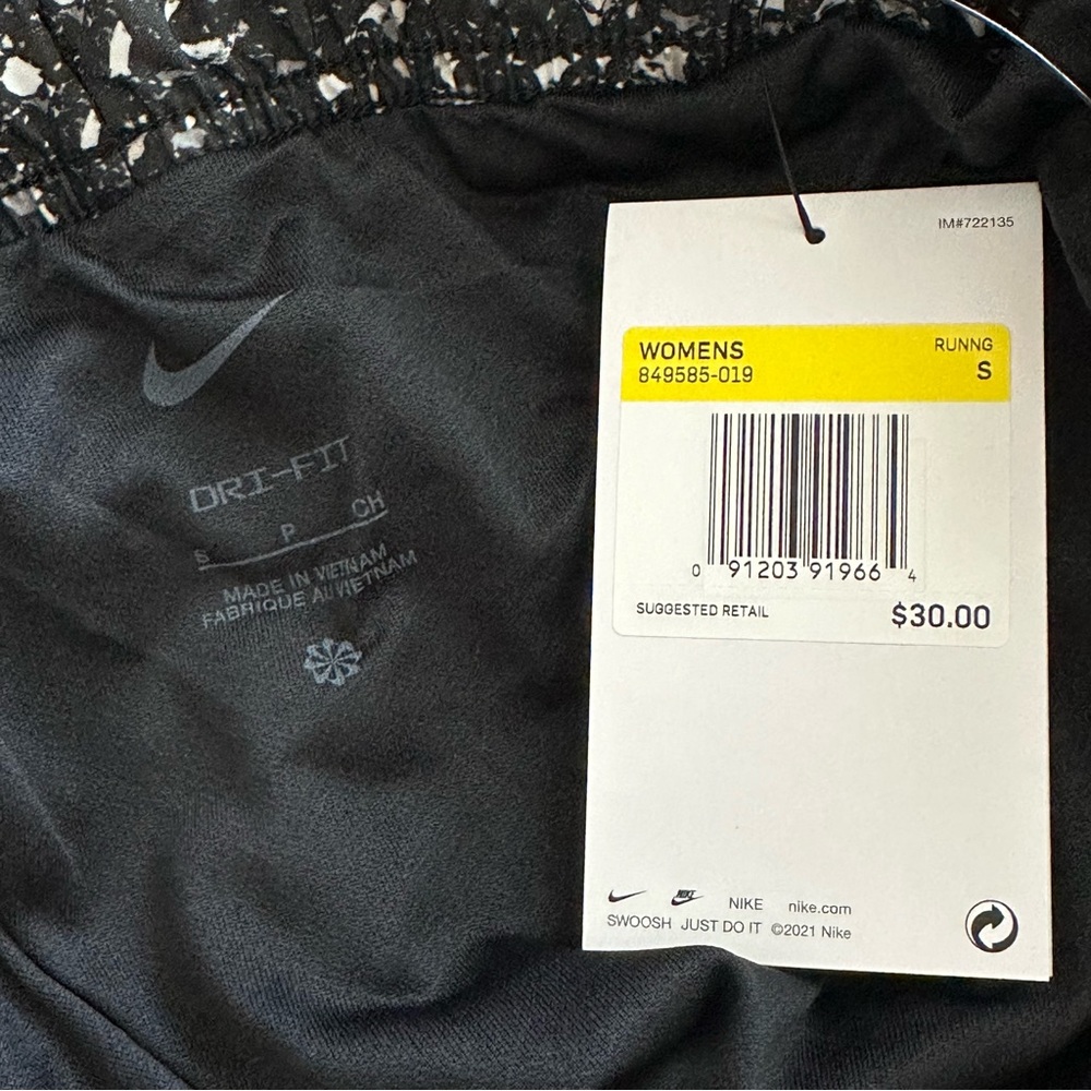 Nike Black White Women’s Dri-FIT Elastic Waist Athletic Shorts Size S - Picture 7 of 10